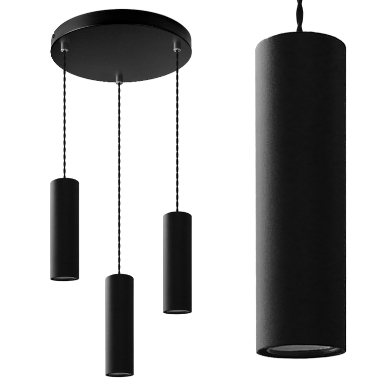 Lampa sufitowa wisząca ROLLER 3P czarny zwis tuba nad stół (1)