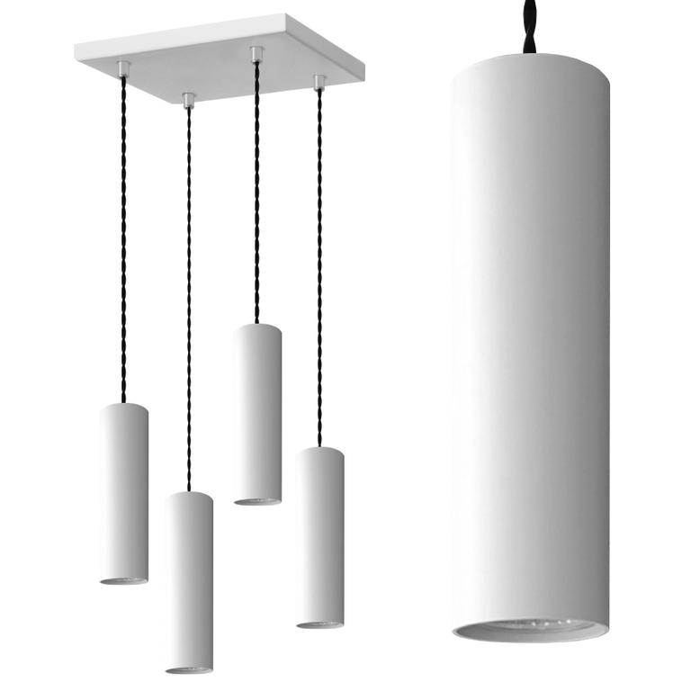 Lampa sufitowa wisząca ROLLER 4P biały zwis tuba nad stół (1)